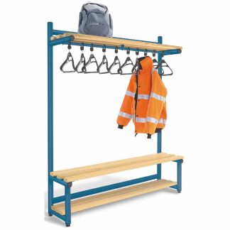 Single Sided Cloakroom Bench and Hooks with Bag & Jacket