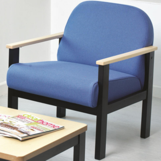 Blue Steel Reception Armchair with Beech Table