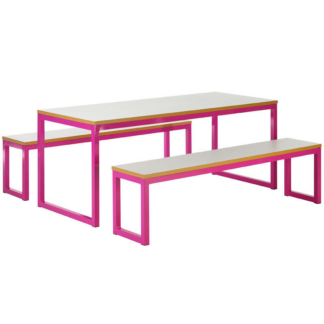 Axiom Bench Dining Set with Pink Frames