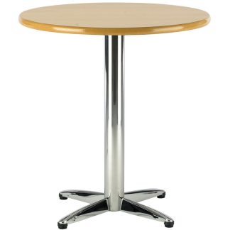 Cross Chrome Dining Table with Wooden Top