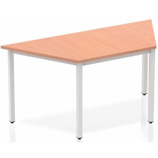 Beech trapezoidal Henley Frame Meeting Table with white legs