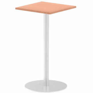 Beech Henley square poseur table with silver frame