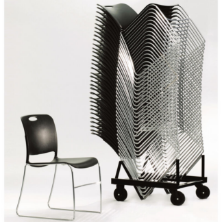 Stack of Black KI Maestro Chairs on Trolley