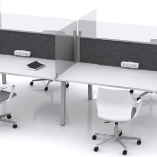 4 Desks with Glass Clamped Screens