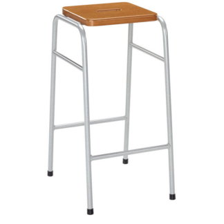 25 Series Stacking Stool with wooden top & silver frame