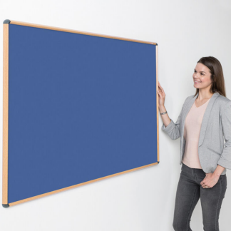 Blue Shield Design Wood Effect Noticeboard
